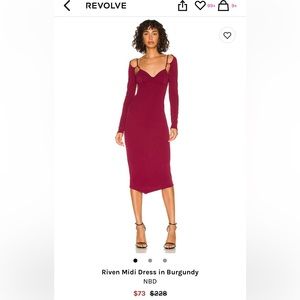 NBD Riven Midi Dress in Burgandy